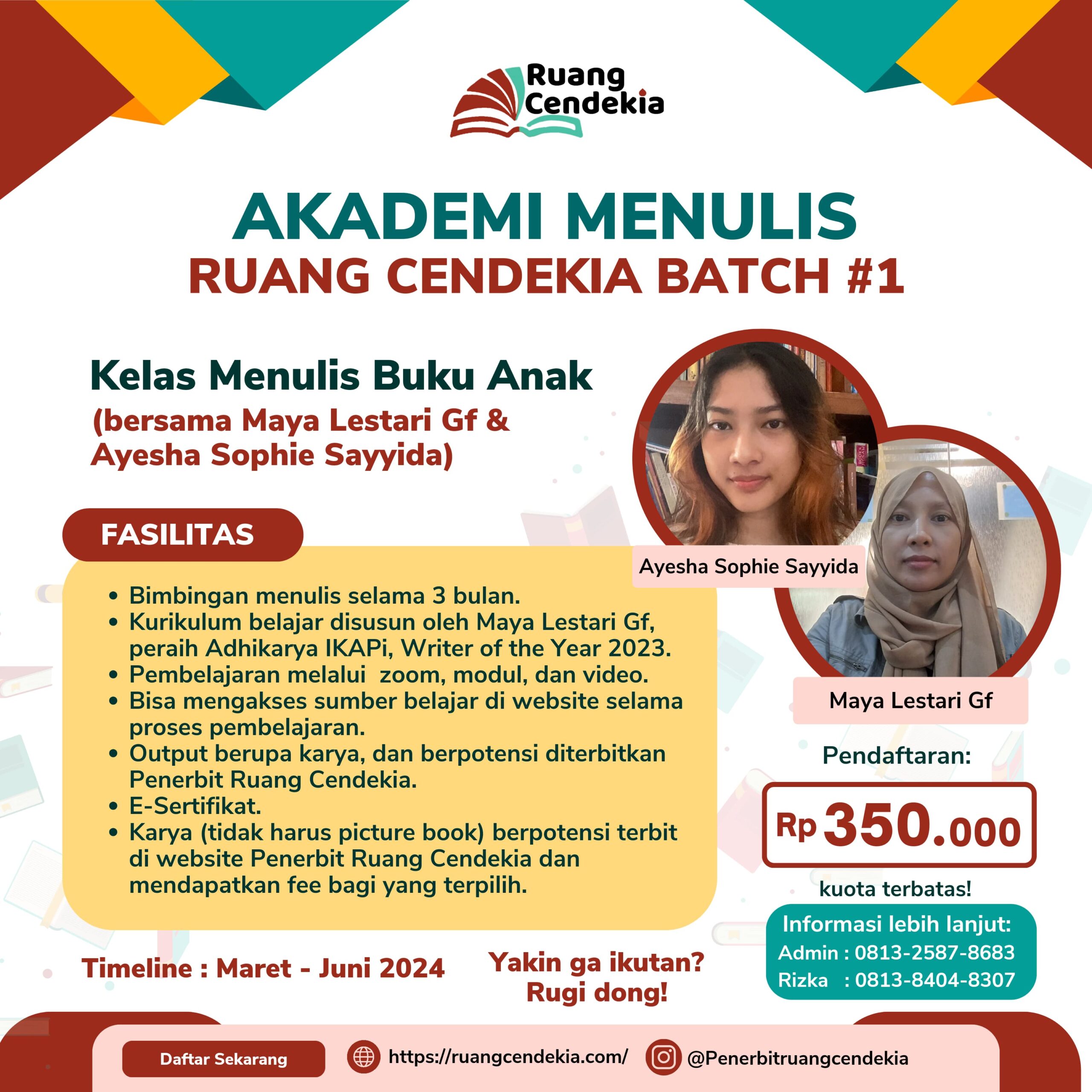 Kelas Menulis Buku Anak bersama Mbak Maya Lestari Gf & Ayesha Sophie Sayyida